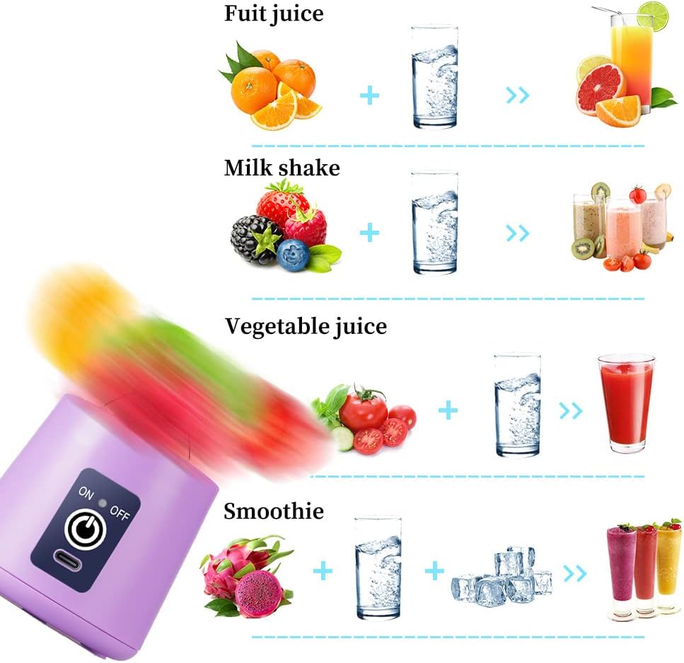Tragbarer USB-Smoothie-Mixer, Helles Lila