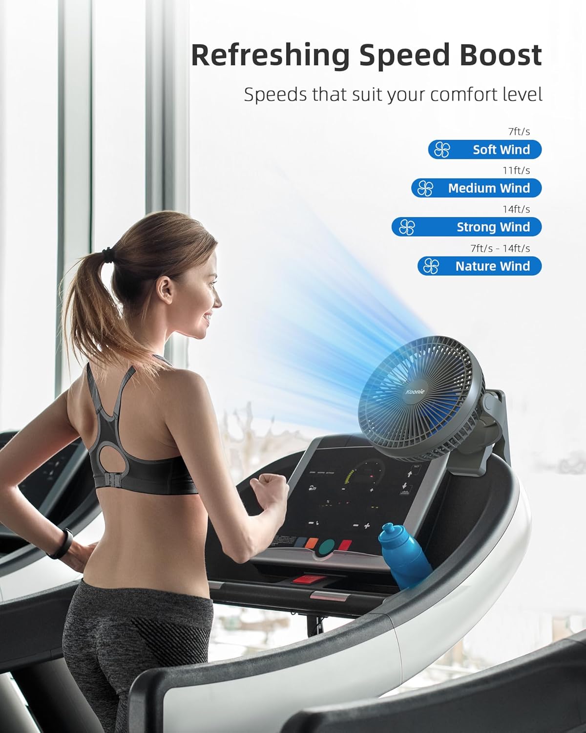 USB-Clip-Ventilator mit Akku, Blau