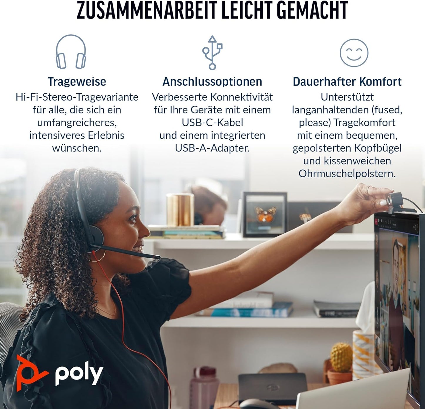USB-C-Headset Poly Blackwire 3310, Blackwire C3310 Teams zertifiziert