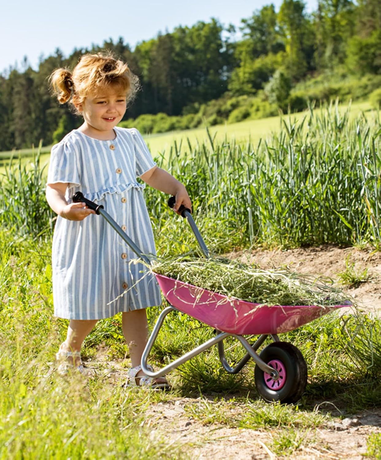 Kinderschubkarre, Metallschüssel Pink