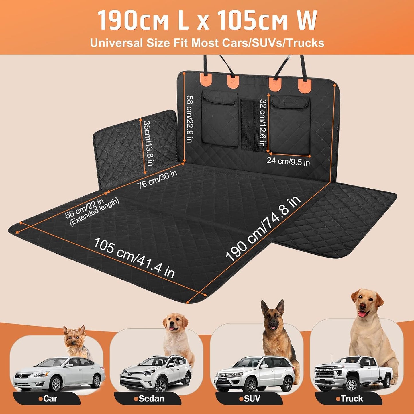 Kofferraumschutzmatte mit Ladekantenschutz, schwarz & orange - Kofferraummatte