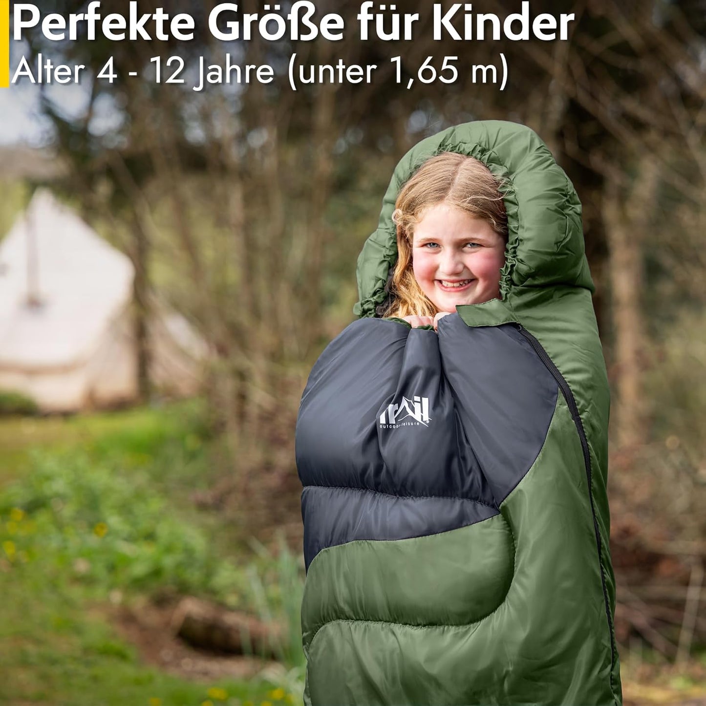 Mumienschlafsack für Kinder, Khaki