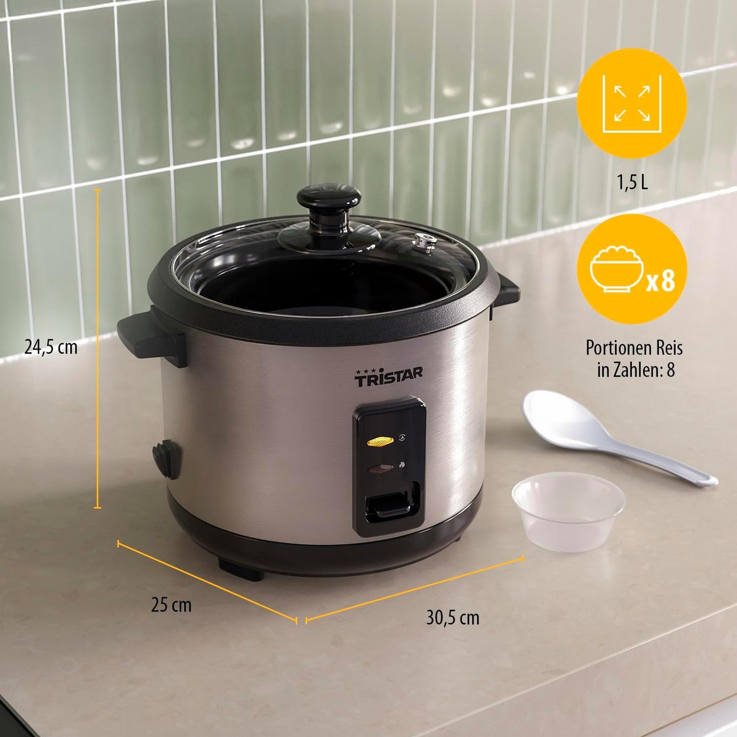 RK-6145 Reiskocher mit Dampfgaraufsatz und Warmhaltefunktion, Neue version 1.5L