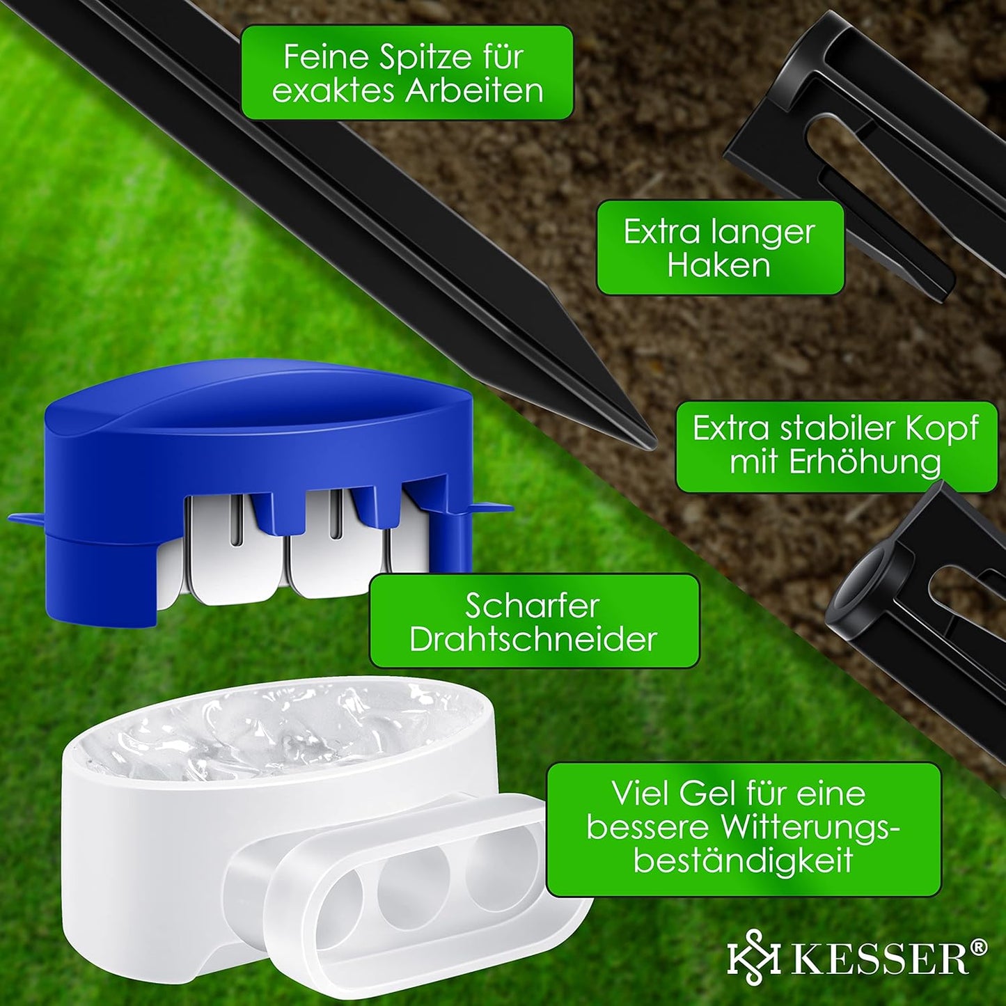 Begrenzungskabel-Set für Mähroboter, 50m + Set Grün