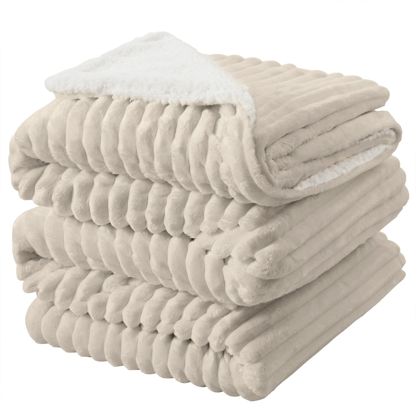 Flauschige XXL Kuscheldecke, Beige 220 x 240 cm