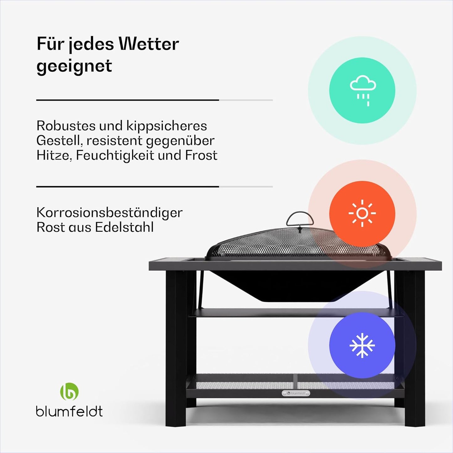 3-in-1 Feuerschale, Steingrau Quadratisch