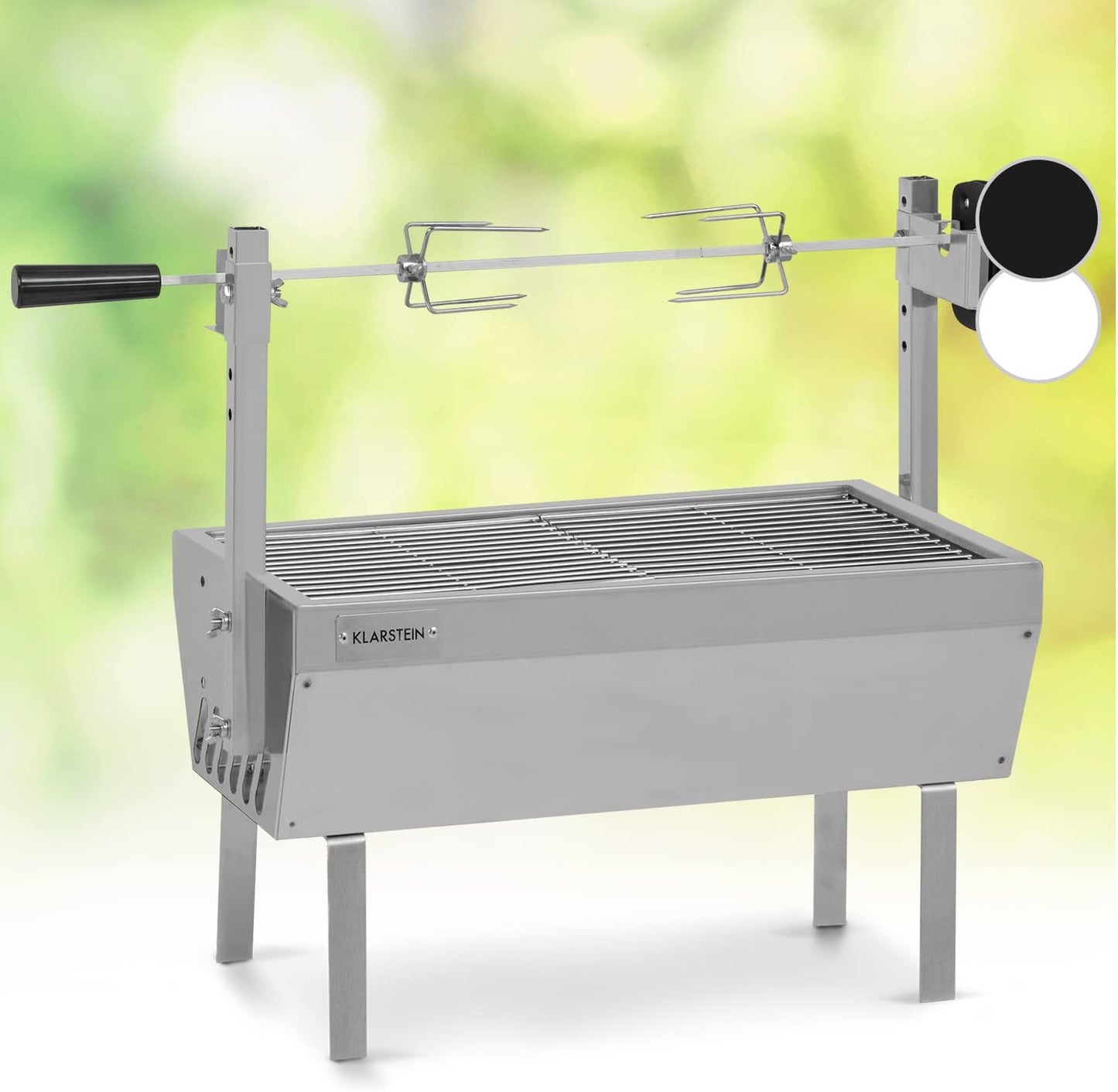 2-in-1 Rotisserie Grill mit Drehspiess, 4 Watt Silber