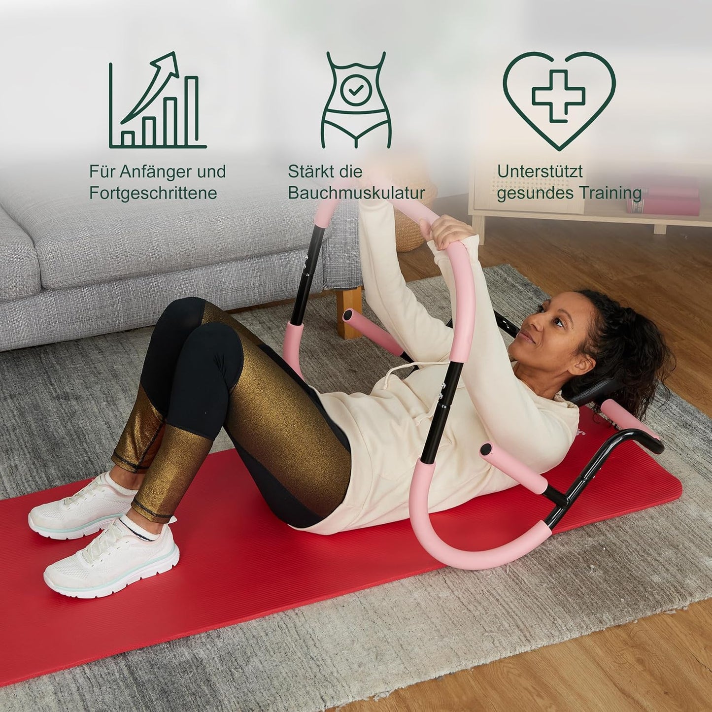 Bauchmuskeltrainer für effektives Heimtraining, rosa