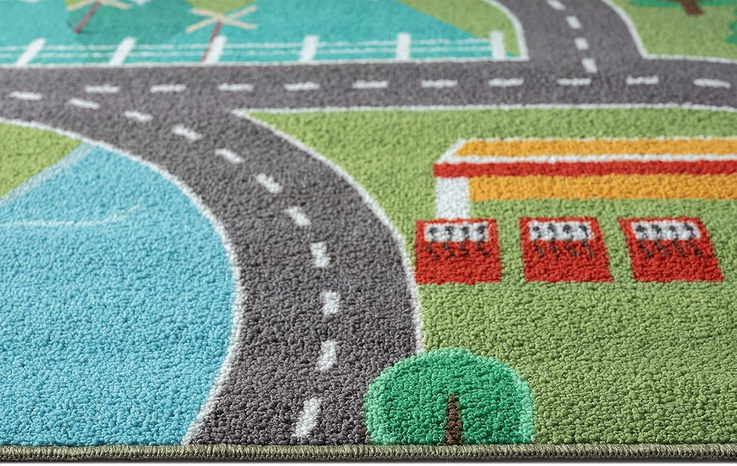 Kinder-Spielteppich mit Strassenmotiv, 140 x 200 cm Grün
