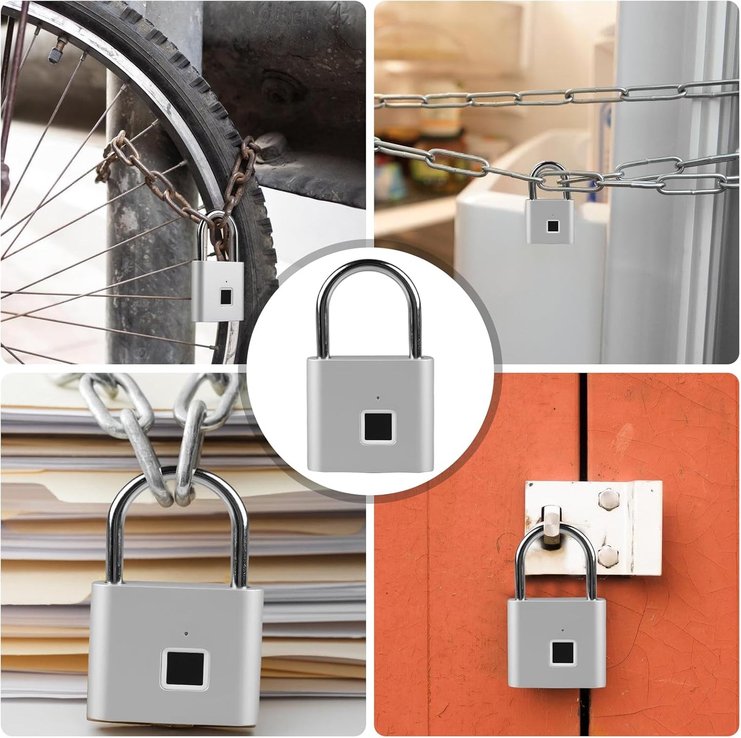 Vorhängeschloss mit Fingerabdruck, Silber