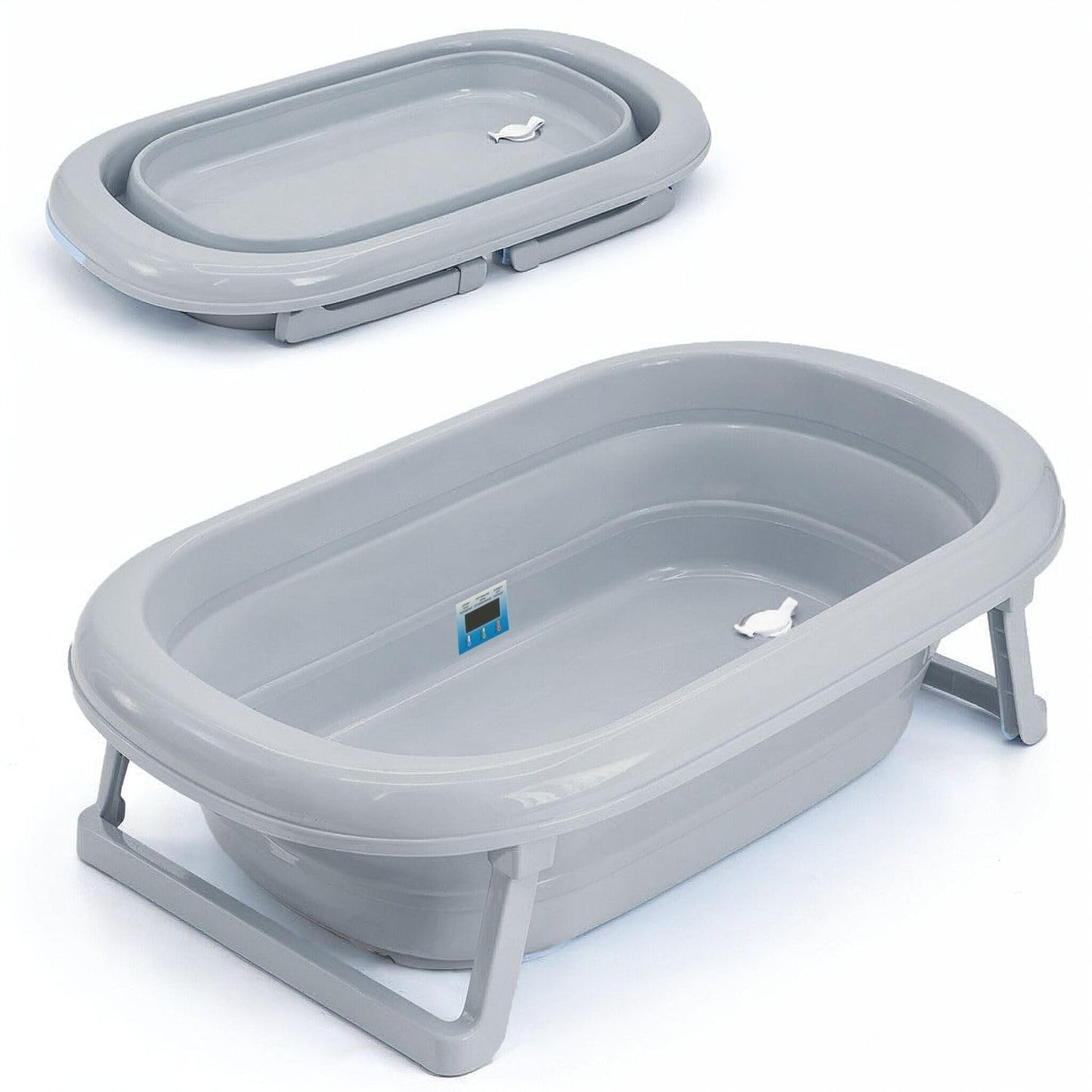 Faltbare Babybadewanne mit Abflussstopfen, Grau Badewanne