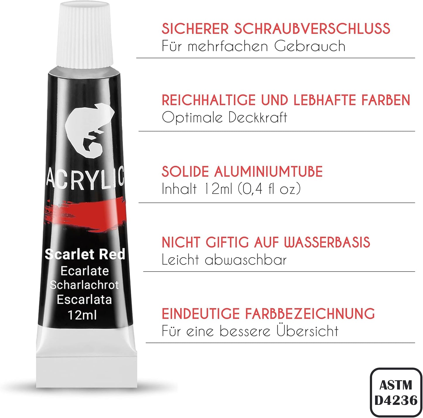 34-teiliges Acrylfarbe-Set mit Tischstaffelei