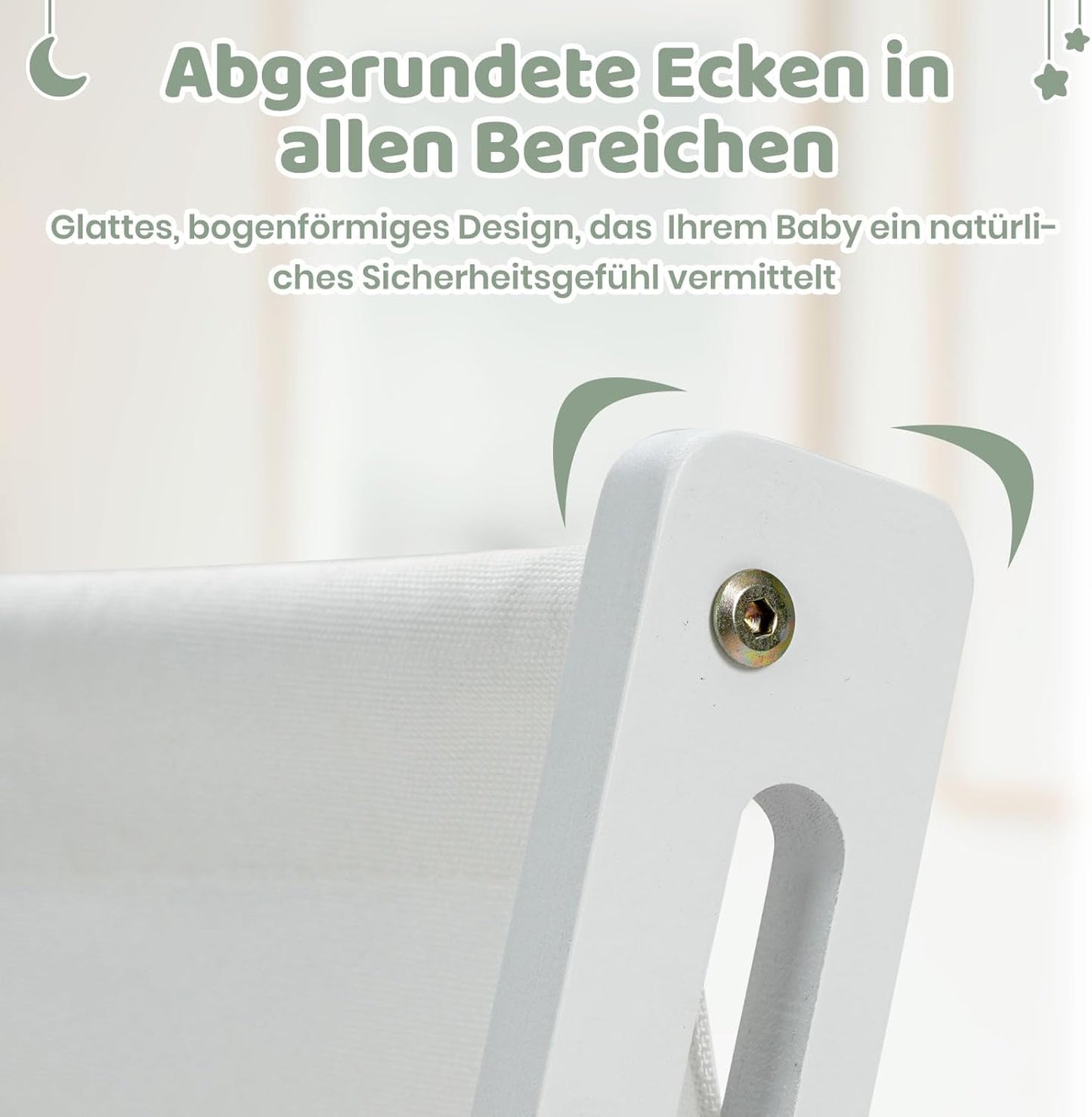 Kinder-Bücherregal aus Holz mit 6 Stofffächern, Weiss Medium