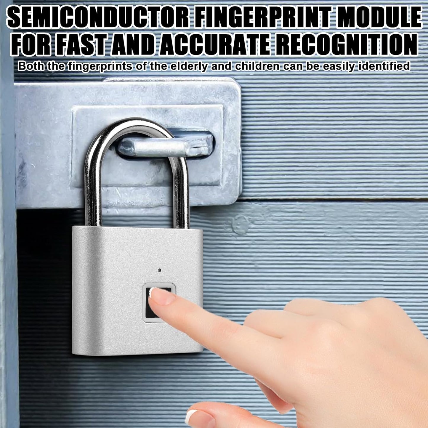 Vorhängeschloss mit Fingerabdruck, Silber