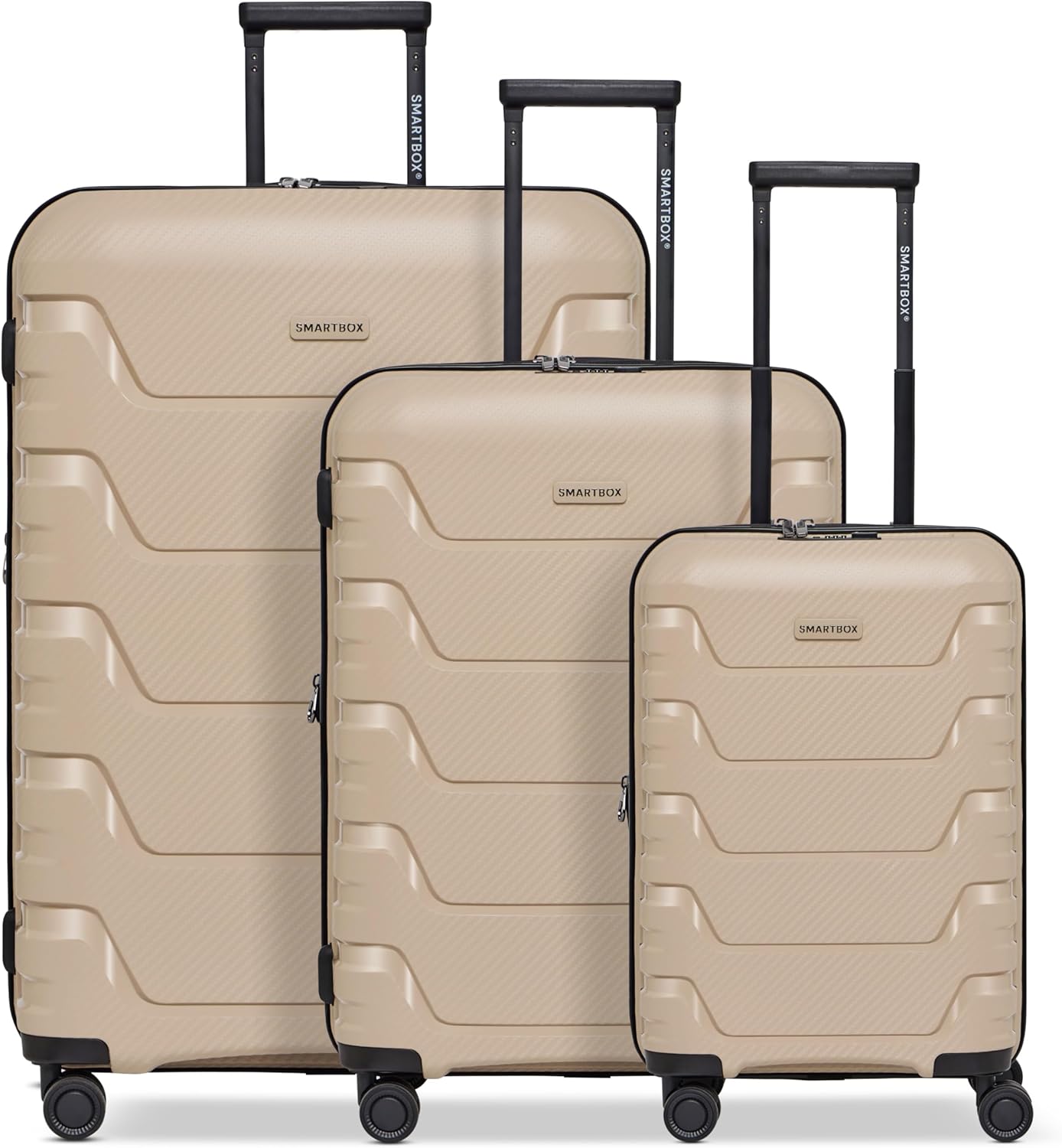 Edition 01 4 Rollen Kofferset 3-teilig mit Dehnfalte, Beige Kofferset (3-teilig) erweiterbar