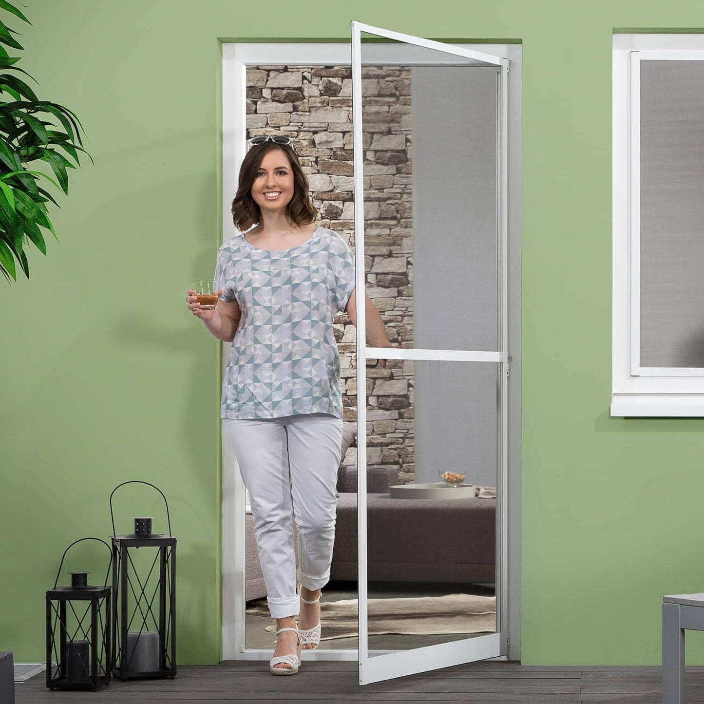 Insektenschutz Tür MASTER SLIM PLUS, 100 x 210 cm (Selbstbausatz) Weiss