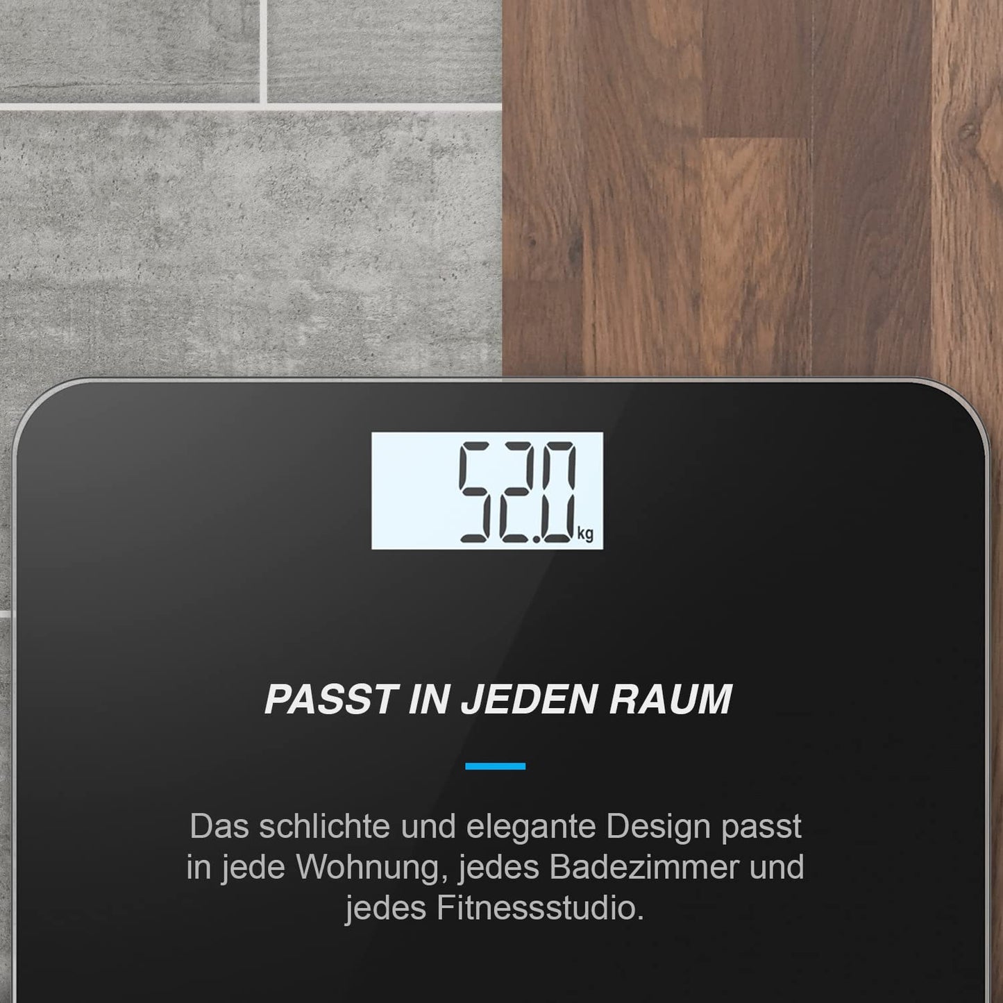 Digitale Personenwaage mit Step-On-Technologie, Schwarz