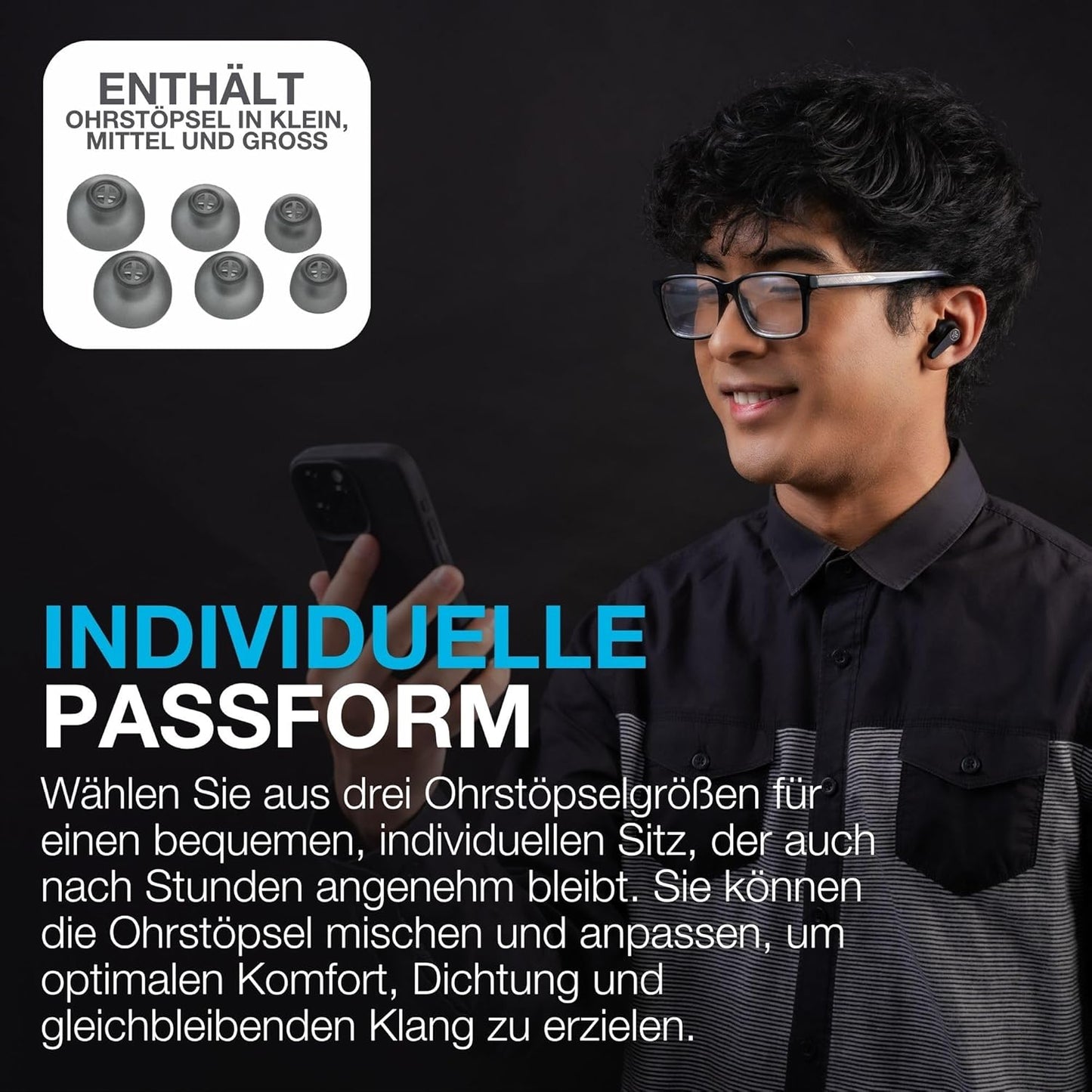 Go Pods ANC In-Ear Bluetooth Kopfhörer mit Noise Cancelling, Pods ANC Schwarz