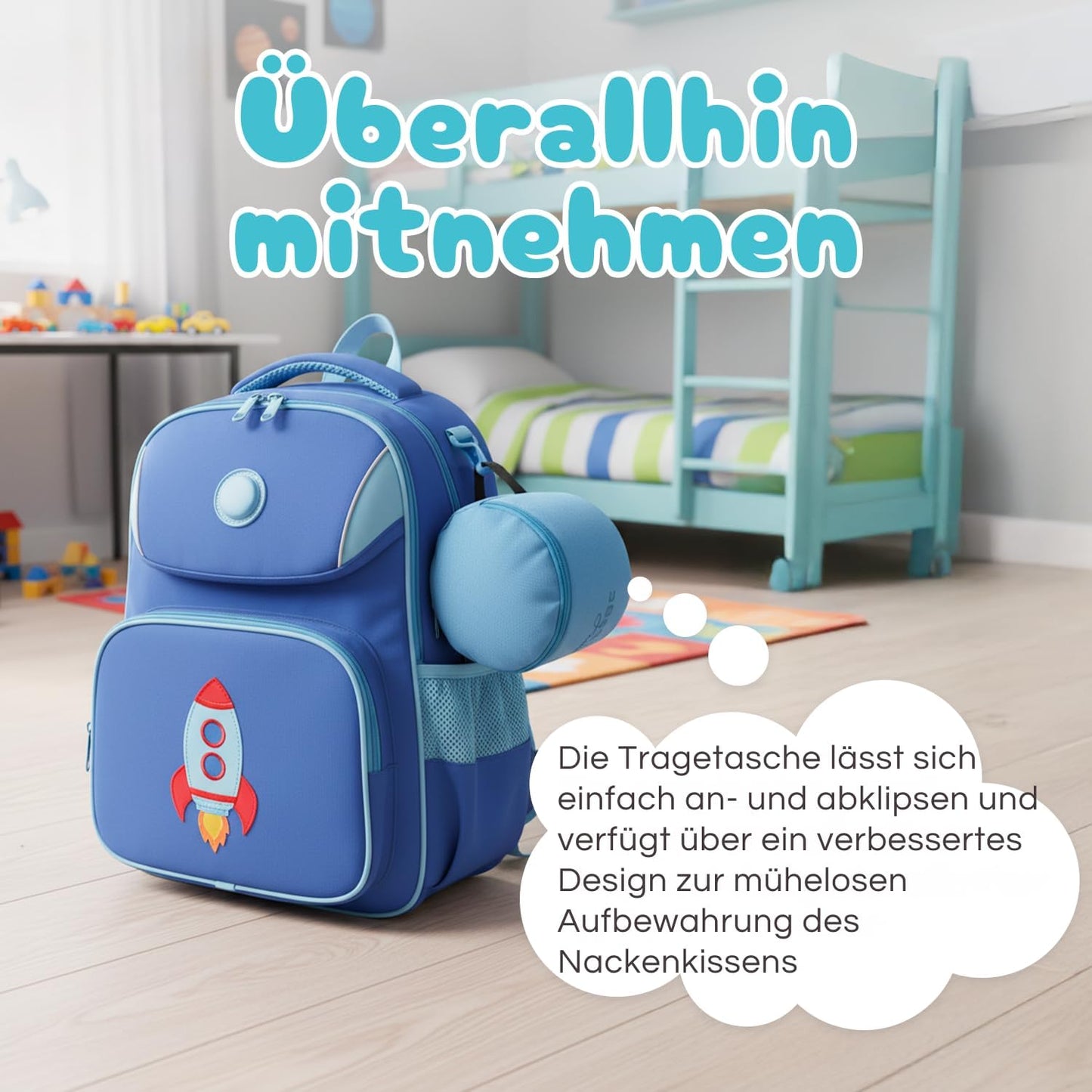Ergonomisches Reisekissen für Kinder, Hellblau – Kinder