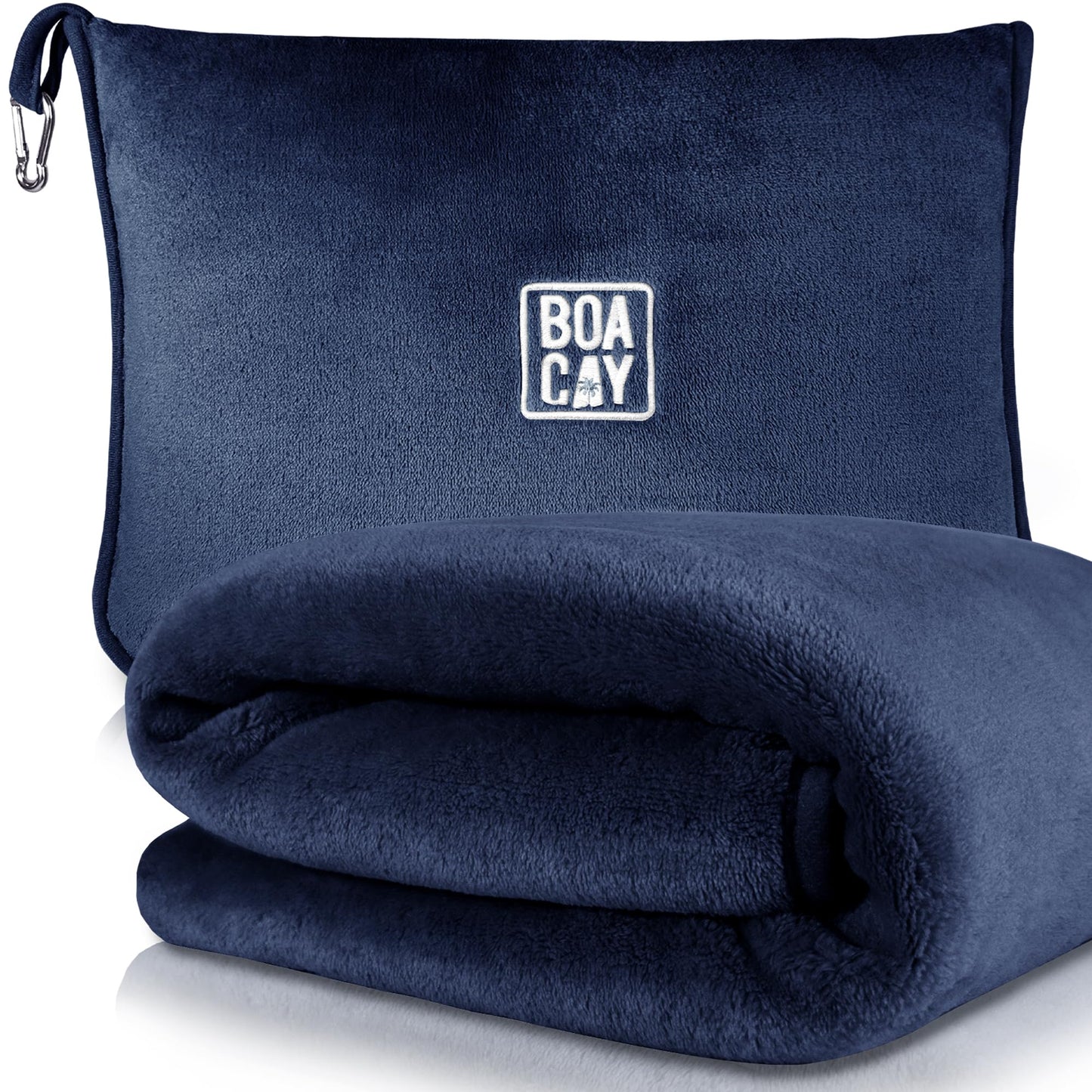 Reisedecke mit Kissen & Rucksackclip, Marineblau