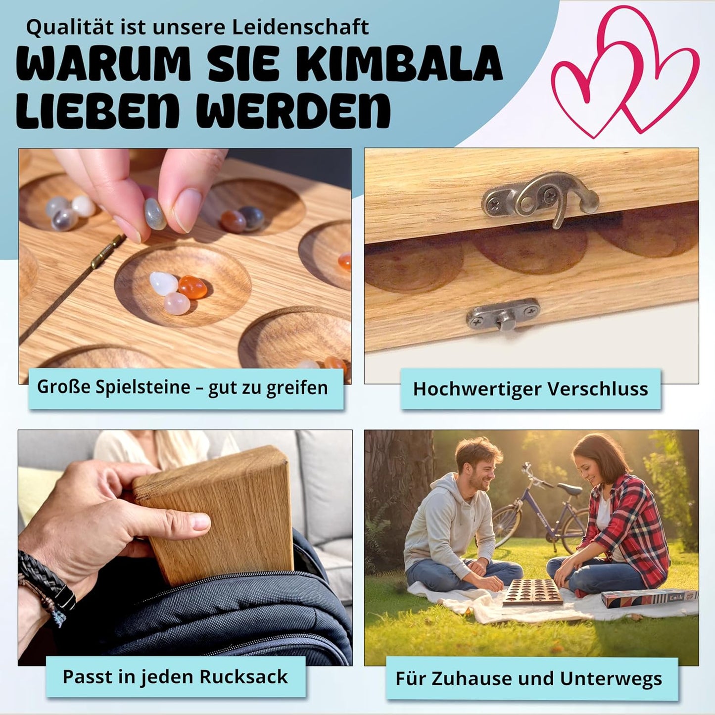 Steinchenspiel Kalaha, Eichenholz