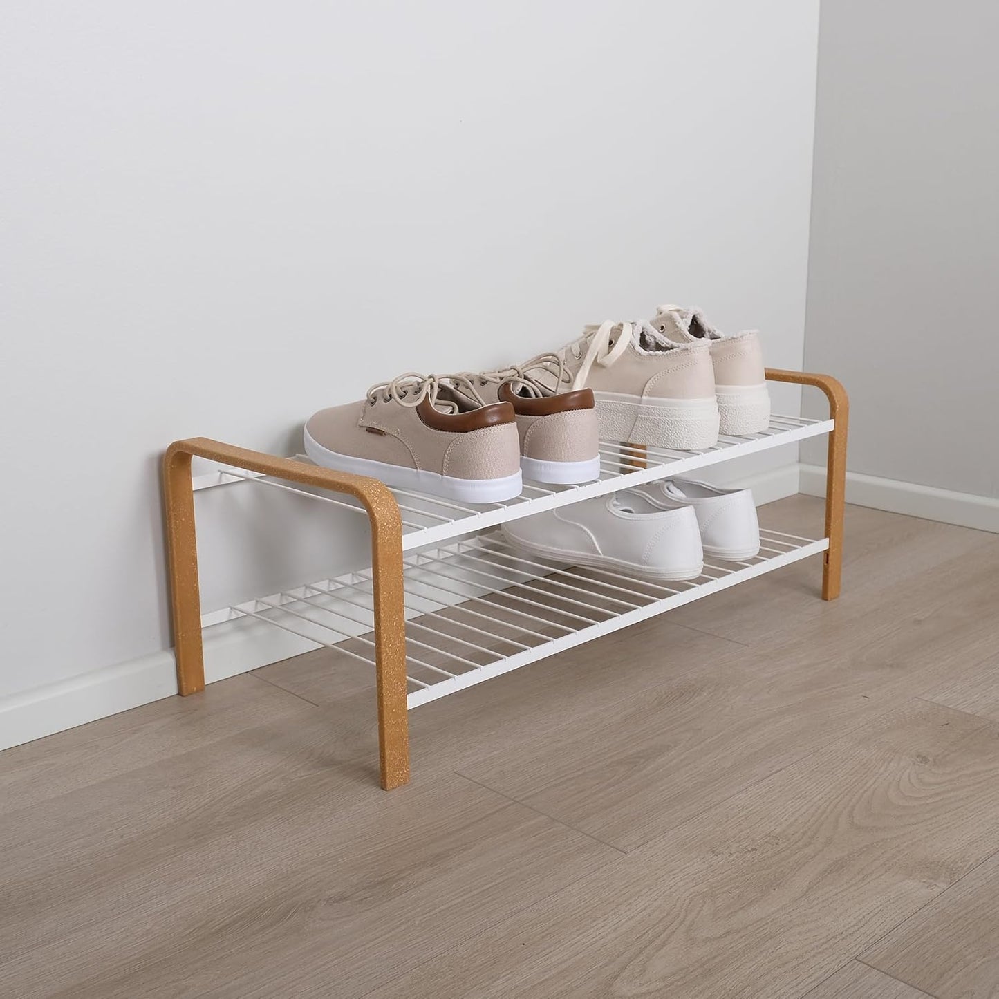 Platzsparendes Schuhregal, Weiß 67 cm / 2 Ebenen