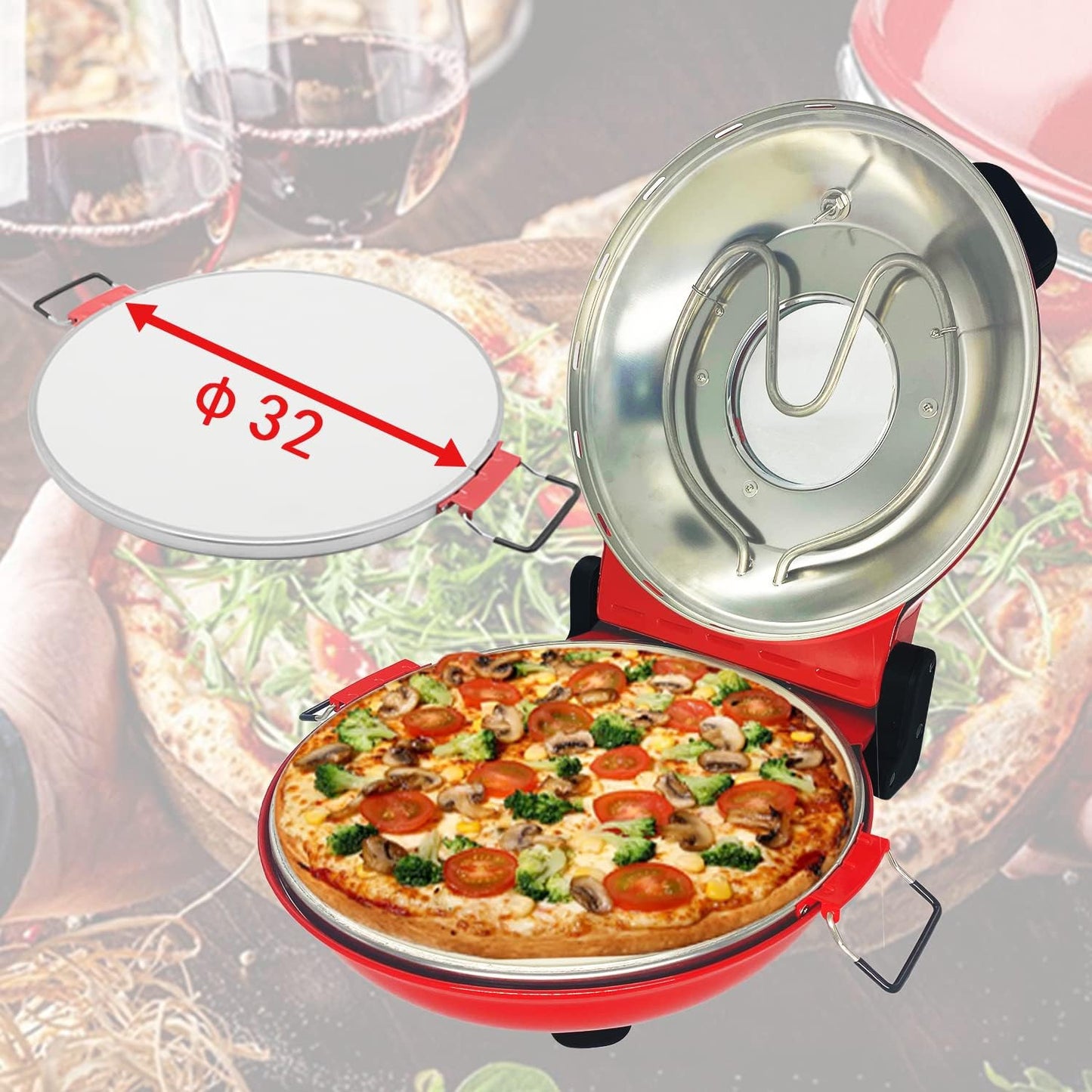 Elektrischer Pizzaofen, Rot
