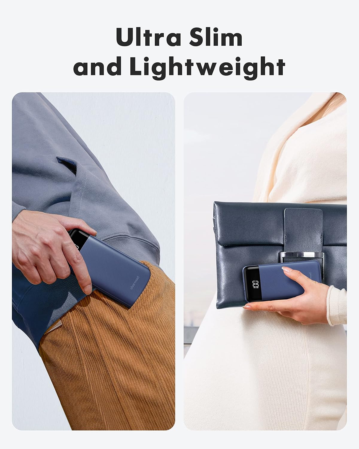 Powerbank mit 4 integrierten Ladekabeln, Blau