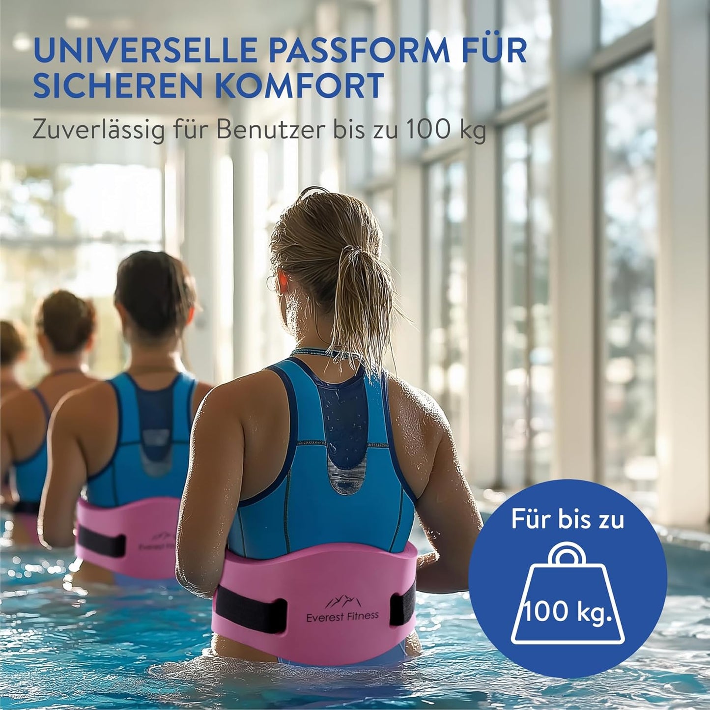 Schwimmgürtel für Wasser-Fitness bis 100 kg, Pink