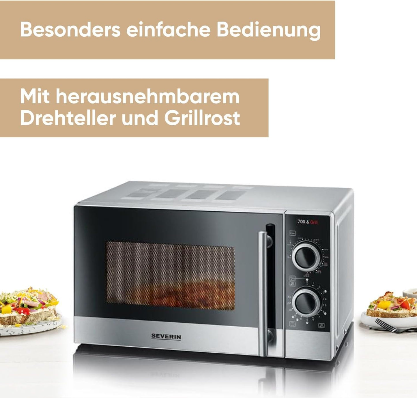 2-in-1 Mikrowelle mit Grill und Automatikprogrammen, MW7874, Single