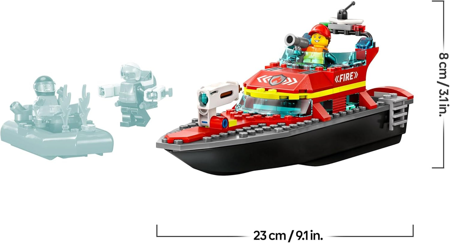 Feuerwehrboot-Spielset mit Rennboot und Minifiguren