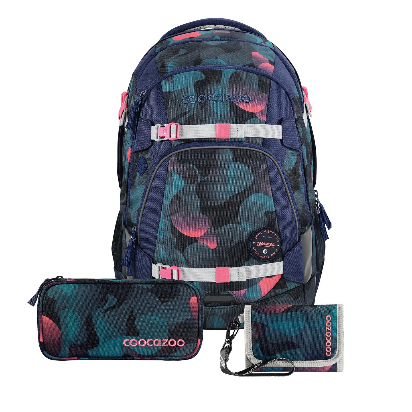 Ergonomisches Schulrucksack-Set MATE (3-teilig), Cloudy Peach - Blau/Lila/Pink