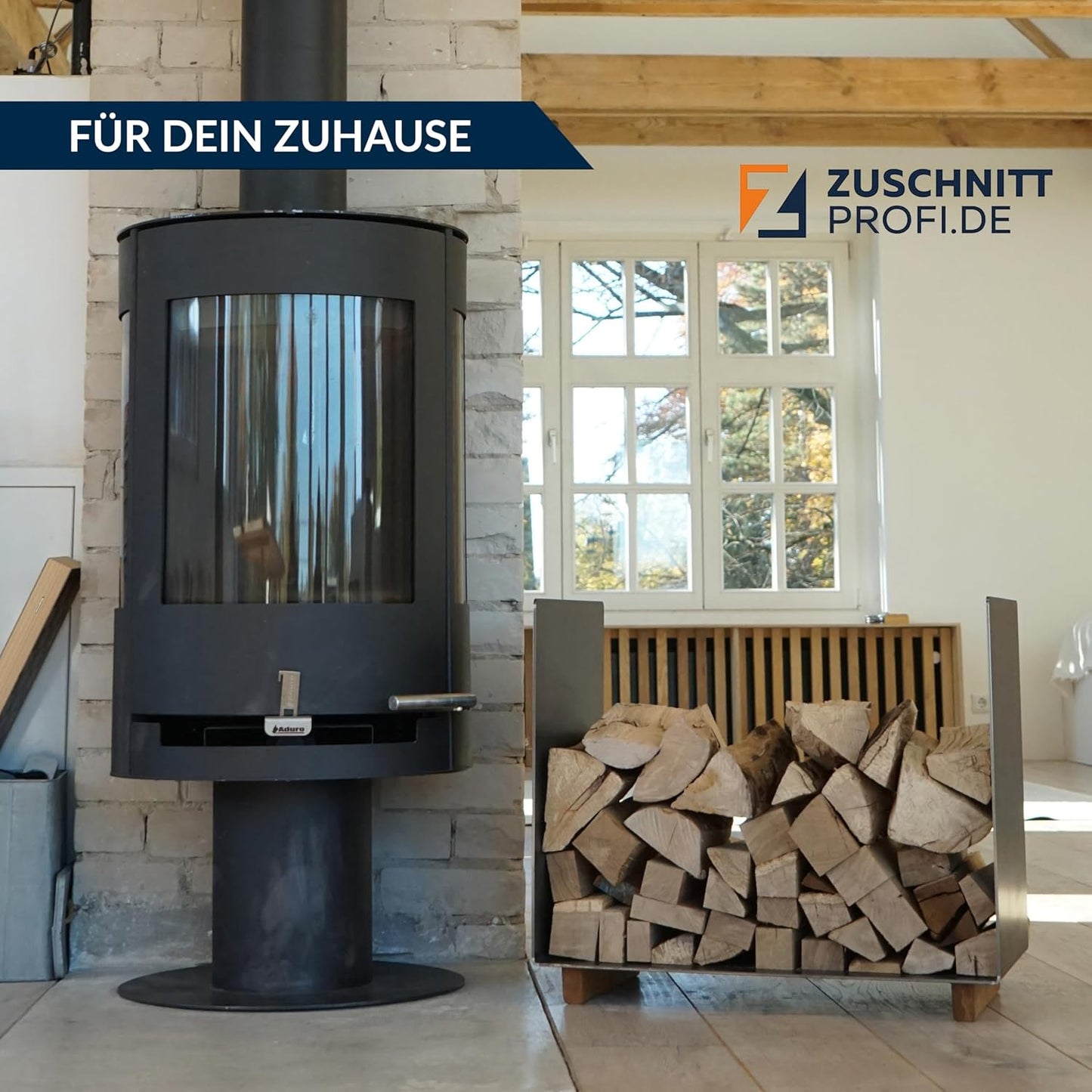 Kaminholzkorb mit Standfüssen