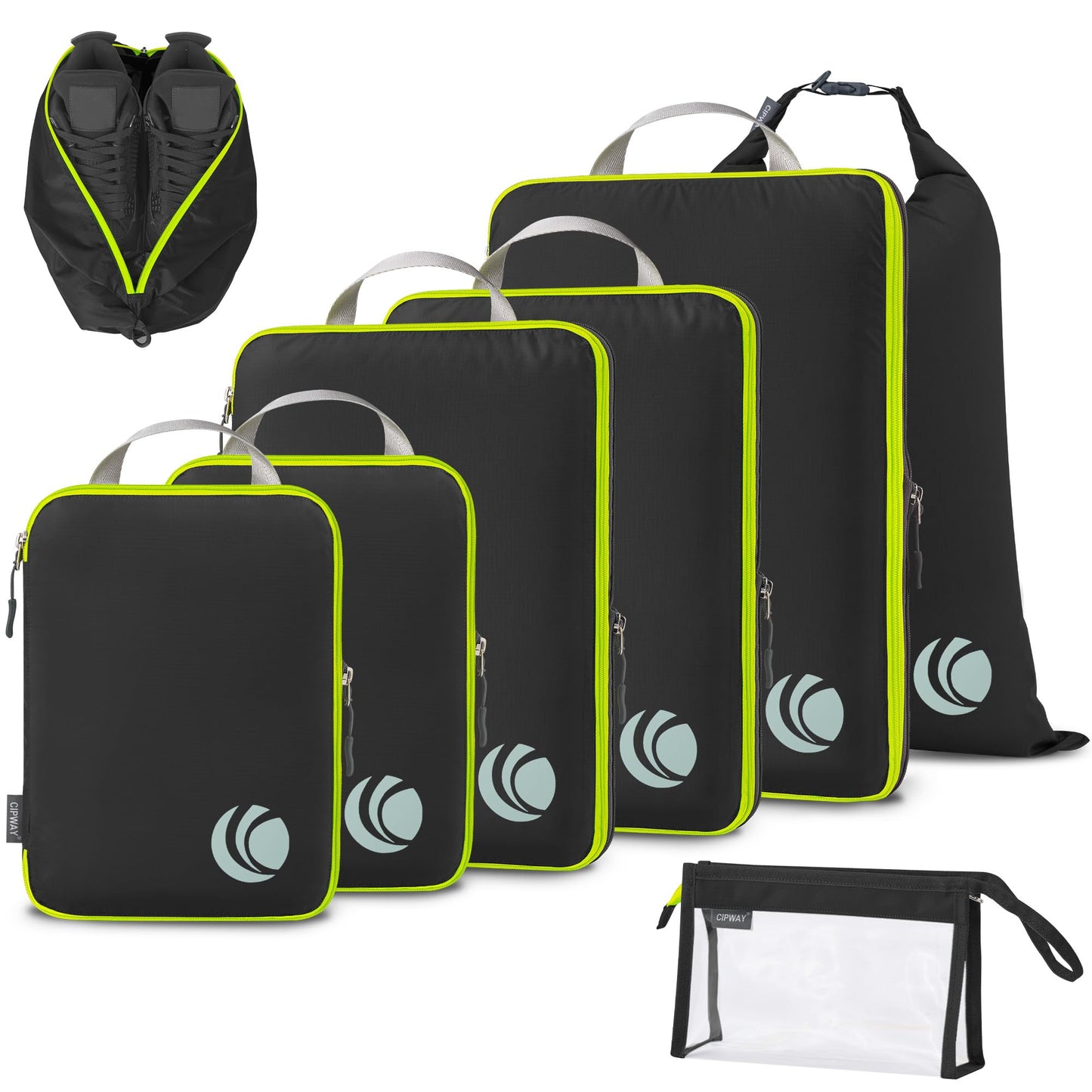 Kompression Kofferorganizer-Set, 8PCS Schwarz