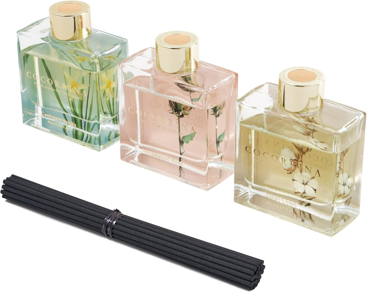 3er-Set Duftstäbchen, Kaschmir Vanille/ Sandelholz Rose/ Sauberes Leinen