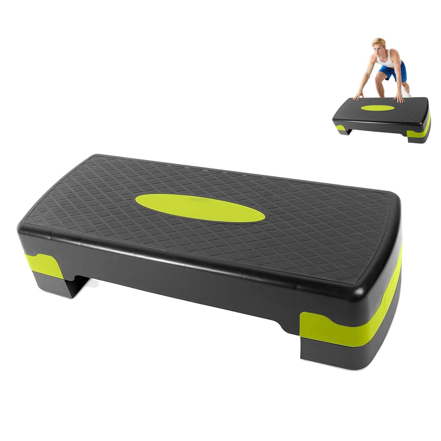 Höhenverstellbarer Aerobic Stepper, Schwarz+Grün