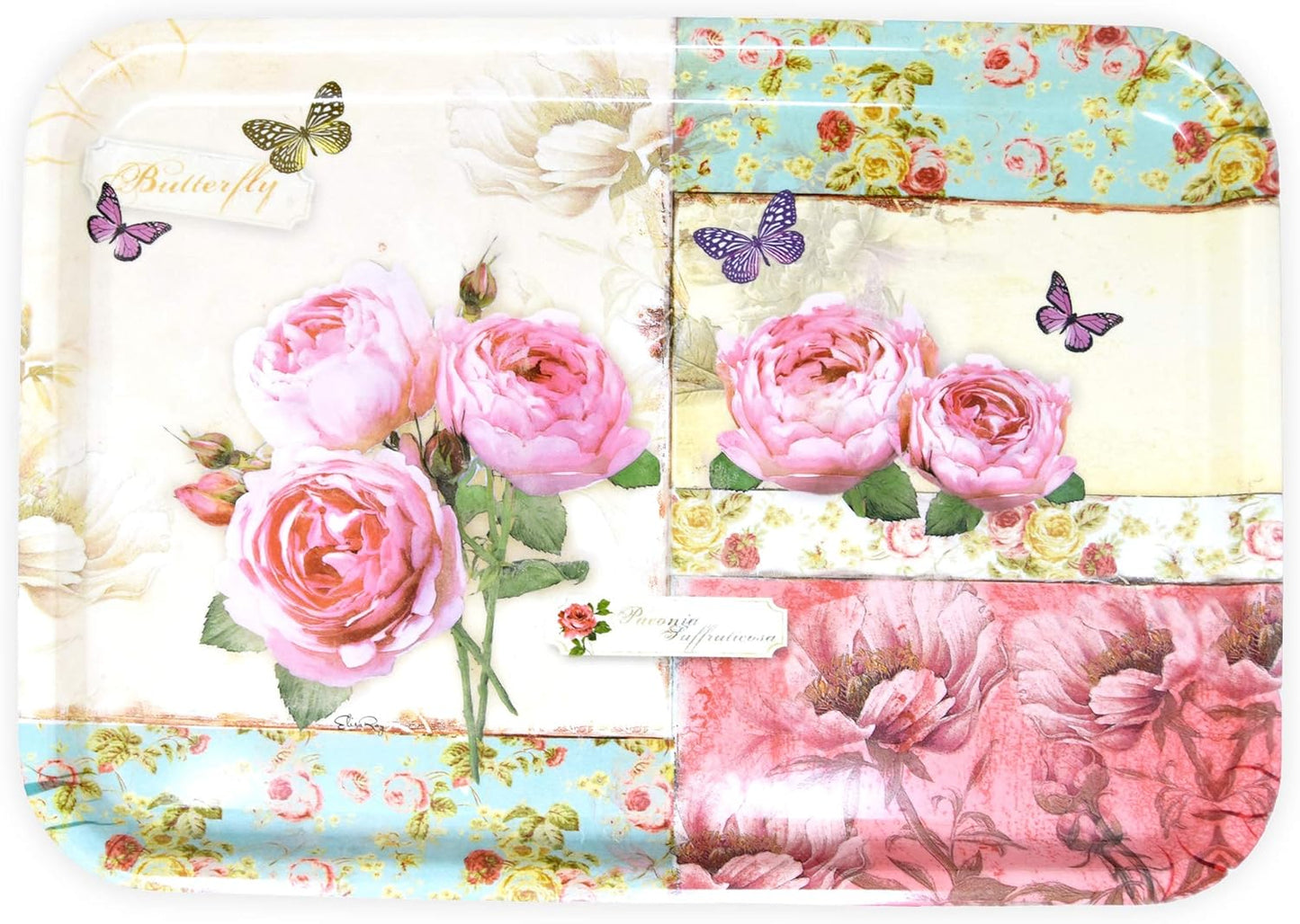 Dekotablett, 45 x 31 x 3 cm / England Rosen