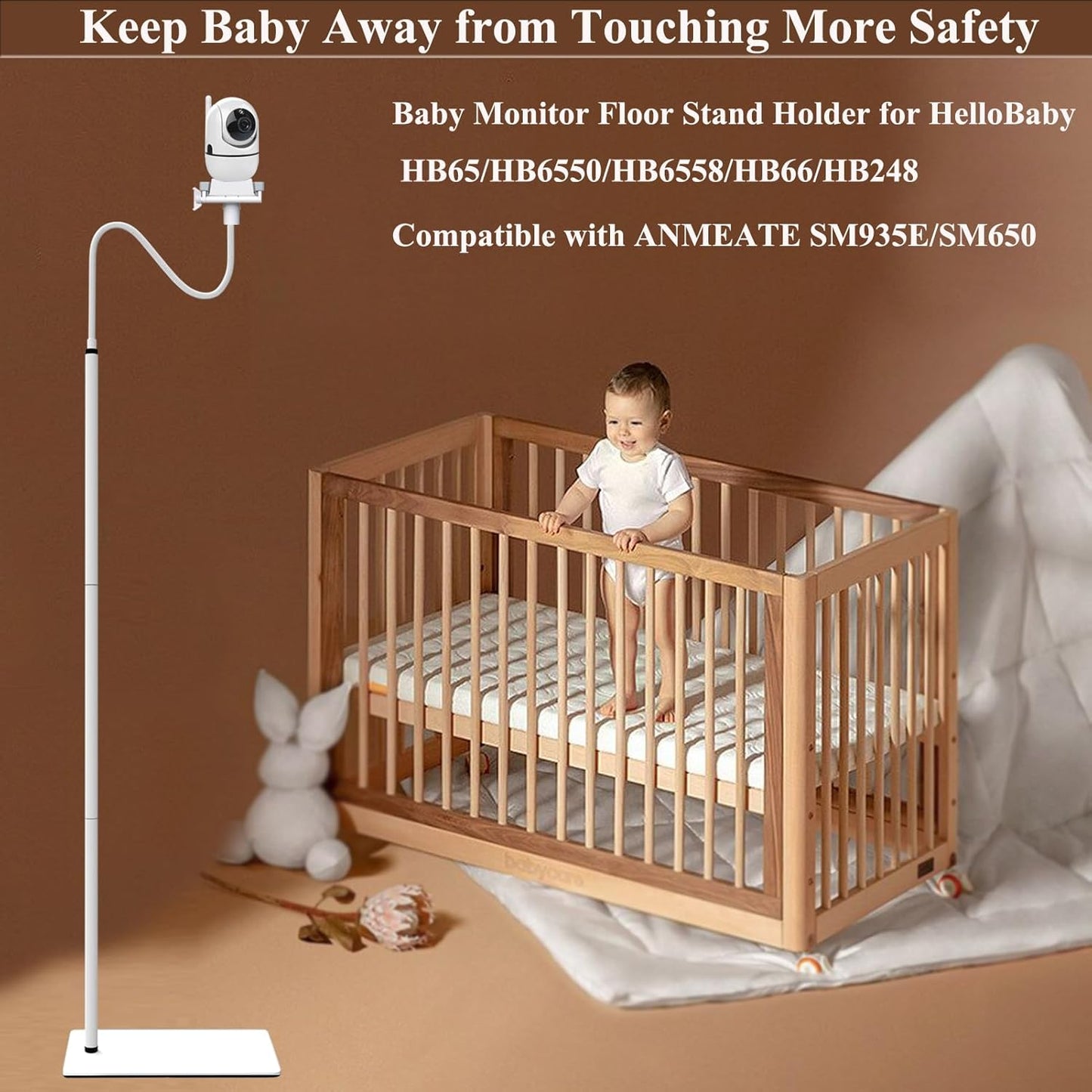 Babyphoneständer mit flexiblem Schwanenhals, 68.8 Zoll