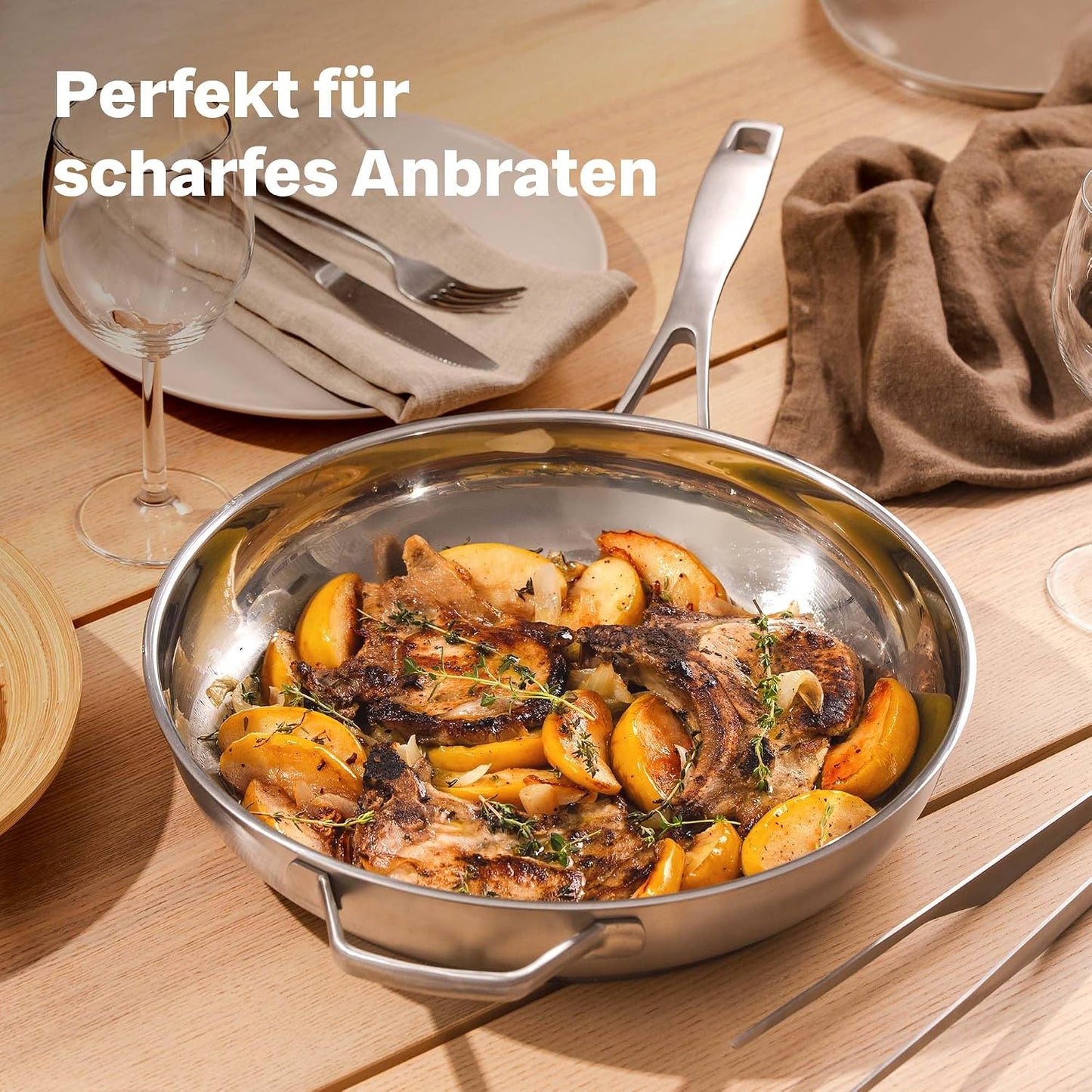 4-teiliges unbeschichtetes Pfannen-Set, Unbeschichtet 4er Set | 20, 24, 28 + 32cm