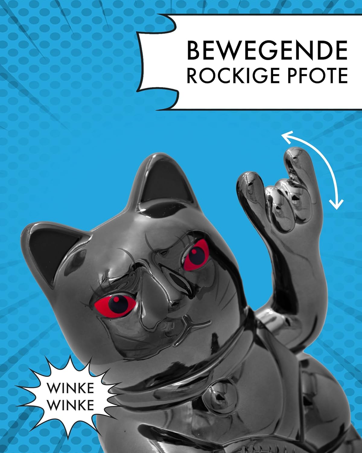 Winkekatze mit Mittelfinger, Black Shiny Rock