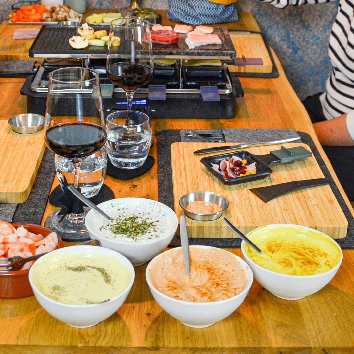 6 Personen Raclette-Teller-Set, 6er Set mit Dipschale