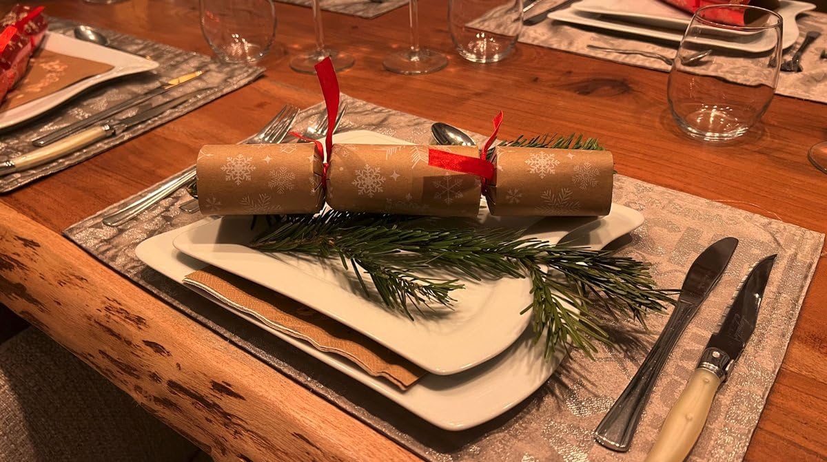 6er-Set Weihnachtsknallbonbons für Tischdekoration, Weiss
