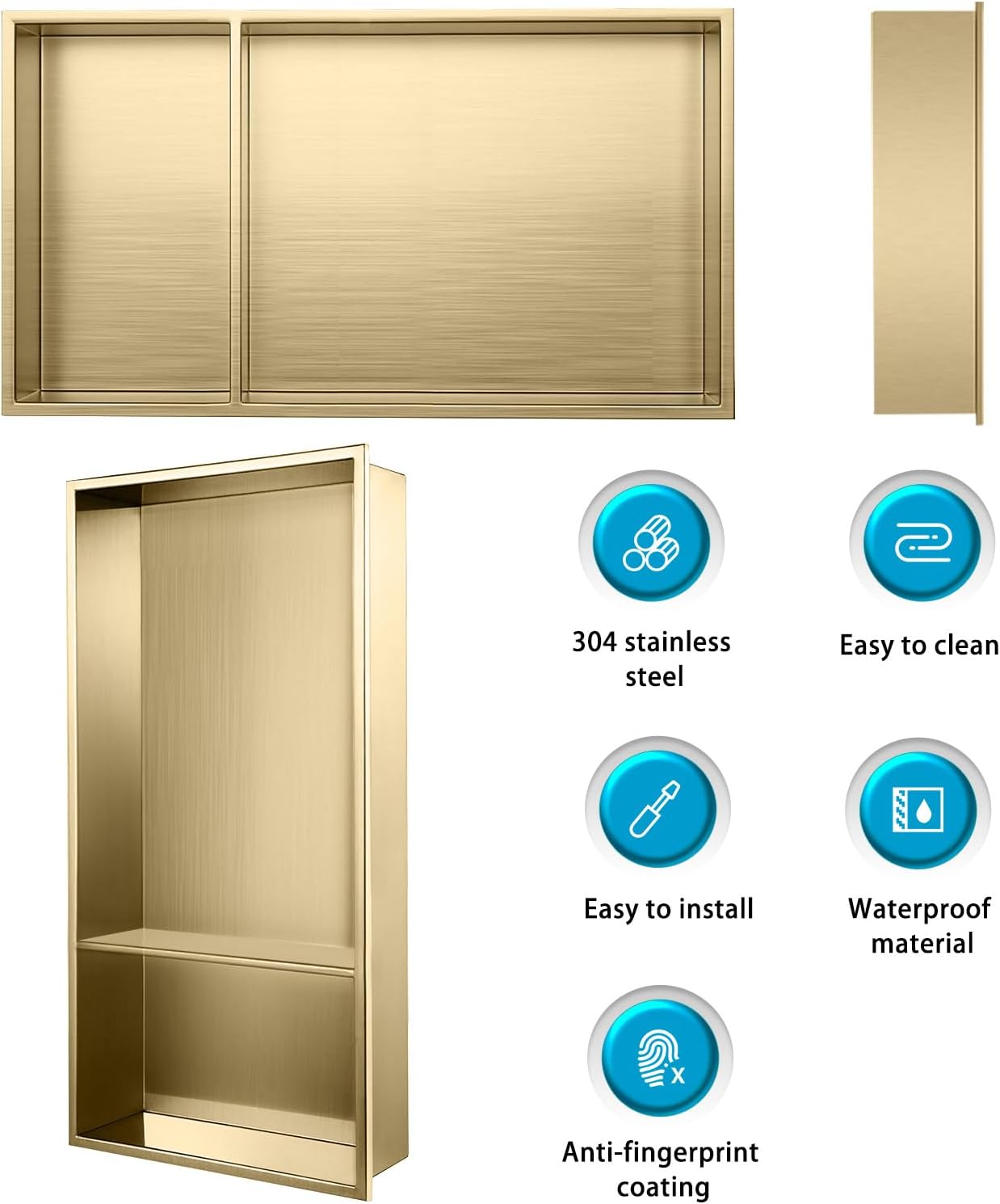 Wandnische für Dusche mit Regal (30×60cm), 30×60cm (40/20) Gold