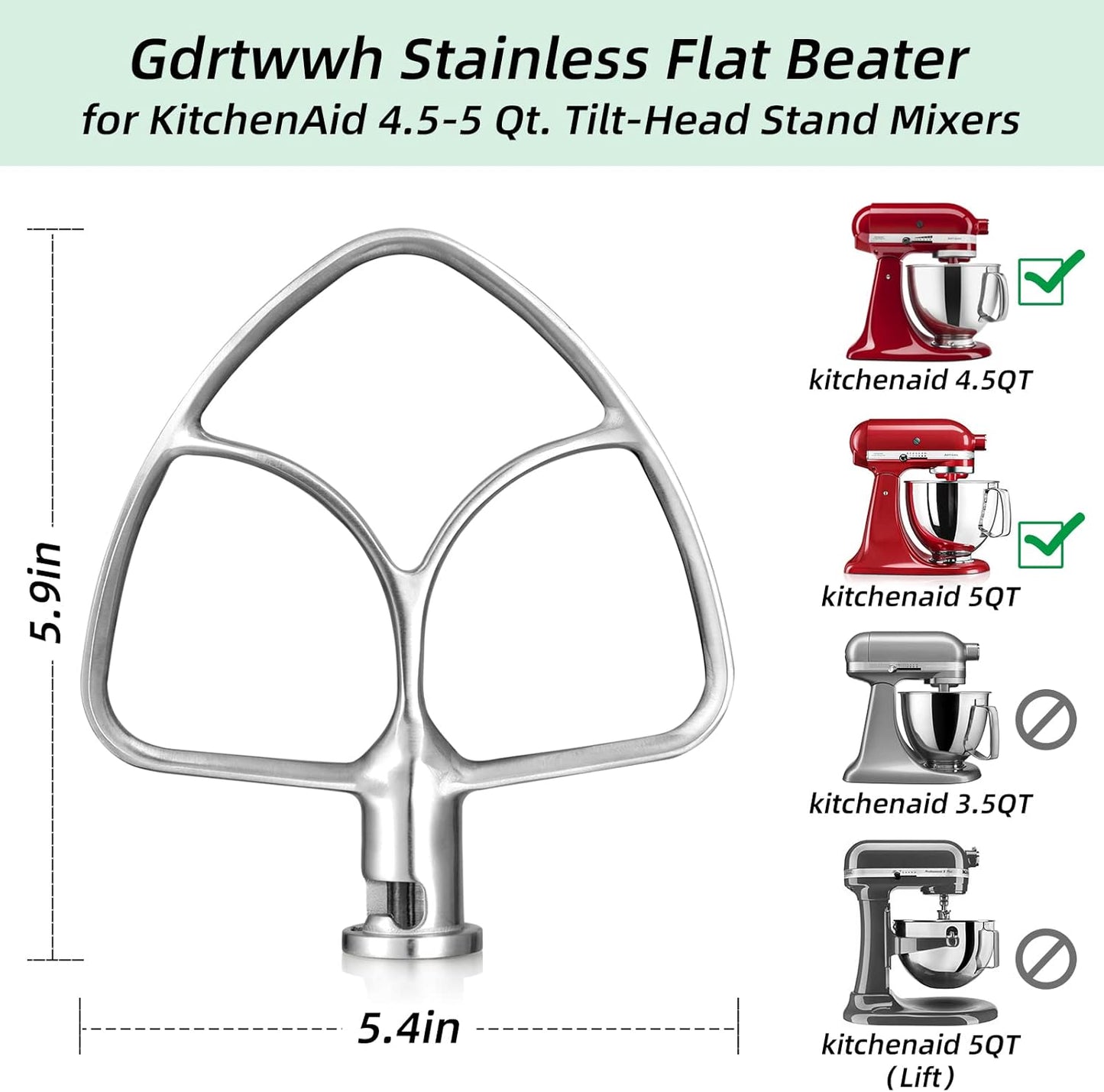 Flachrührer für KitchenAid Standmixer, Flat Beater