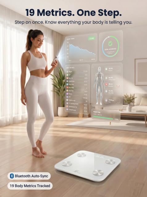 Personenwaage mit App & Bluetooth, Naturweiss