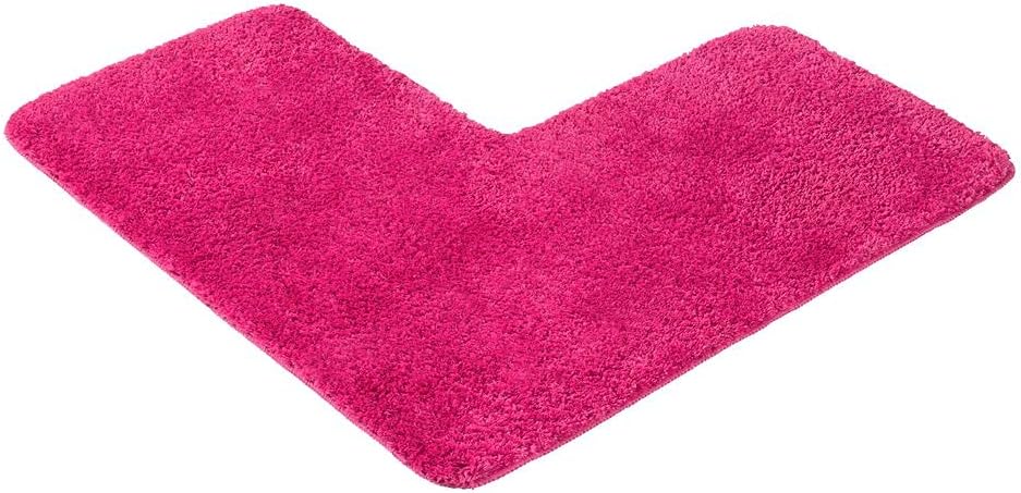 Duschvorleger mit Eckausschnitt, Eckbadematte 50 x 100 x 100 cm Fuchsia