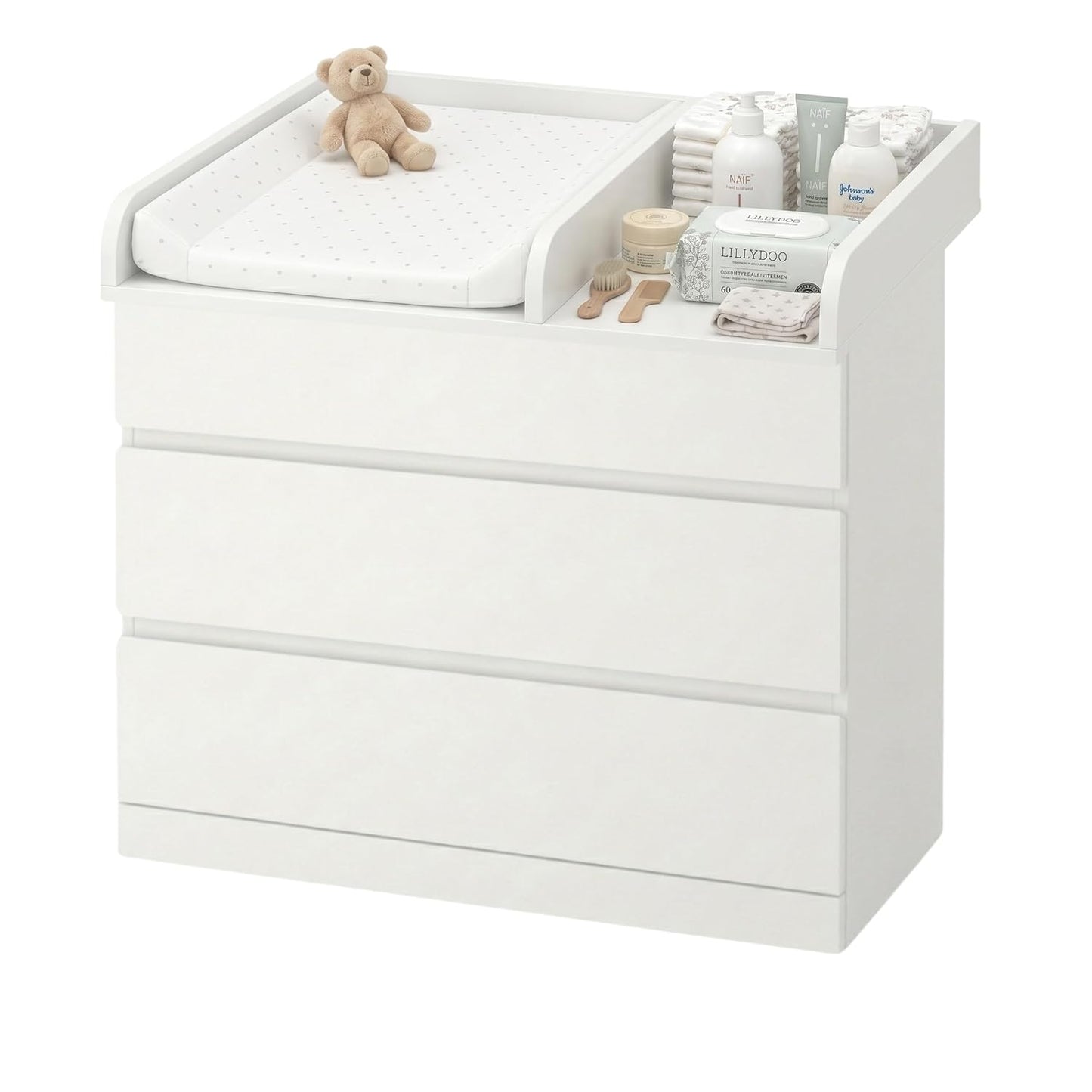 Wickeltischaufsatz mit Trennfach, Weiss 80cm mit Trennfach