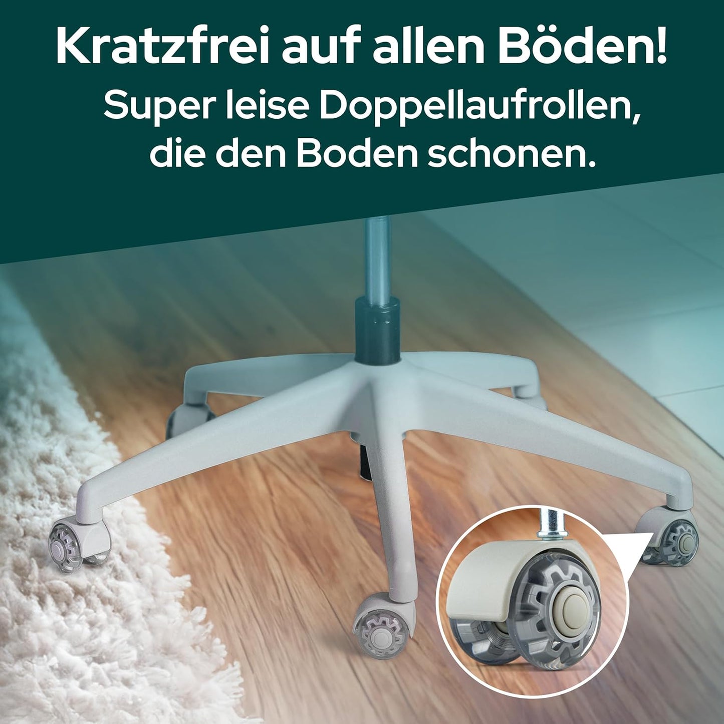 Ergonomischer Bürostuhl mit Lordosenstütze, Ohne Kopfstütze Hellgrau/ Grau