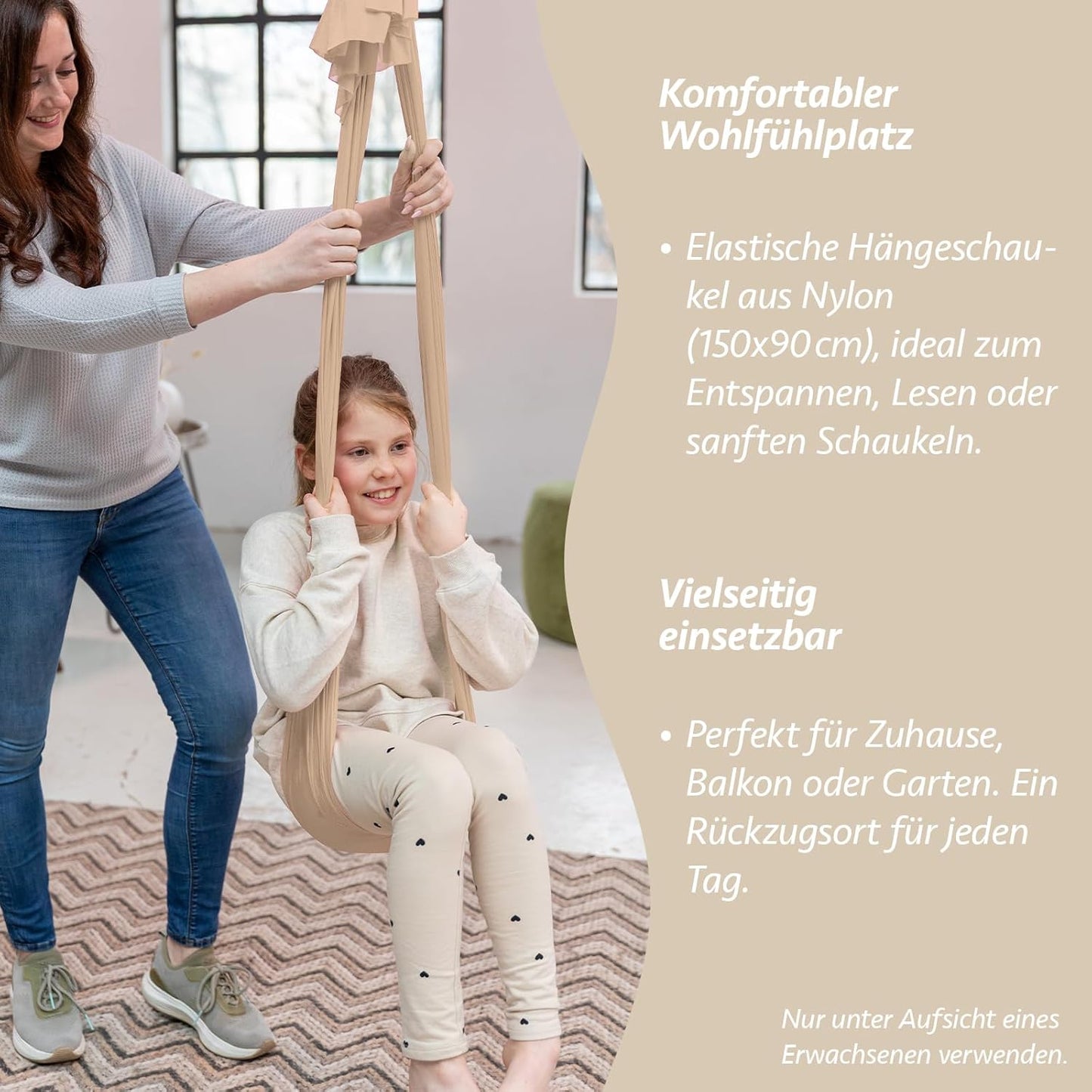 Hängeschaukel mit Montageset (150x90cm), Light Beige