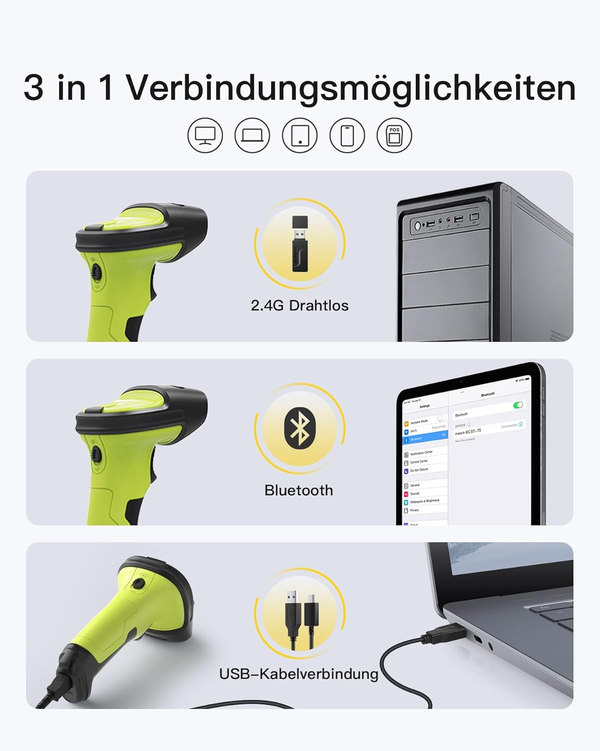 2D Barcode-Scanner BCST-72, Grün 2D